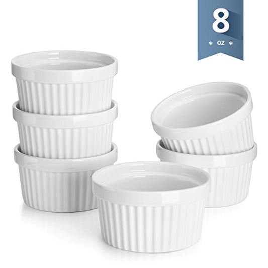 Platos para soufflé de porcelana 8 onzas de 6, 4 pulgadas