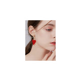 Aretes de corazón rojo para mujer