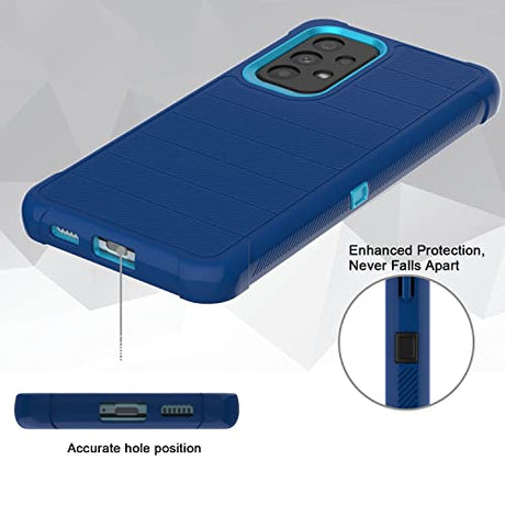 Leptech Funda para Samsung Galaxy A53 5G con protector de pantalla de cristal, [Serie Funda] Clip de cinturón de protección, resistente, resistente, resistente, resistente, militar, a prueba de golpes, cubierta para teléfono celular (azul)