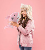 Peluche de tiburón color rosa y blanco 12in.Puzzled Inc