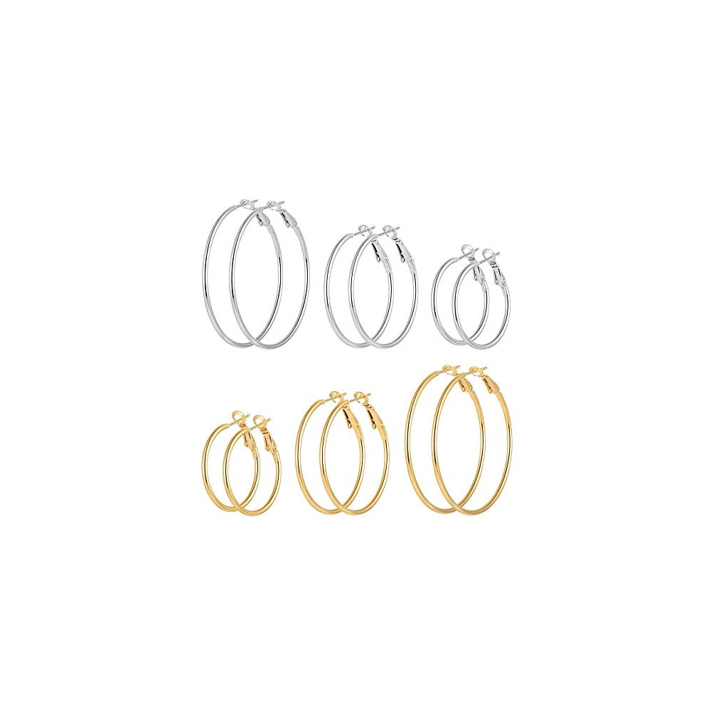 Aretes de acero inoxidable hipoalergénicos juego 6 pares