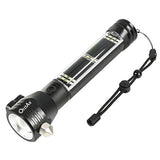 Linterna táctica Otdair LED con energía solar, linterna ultrabrillante, martillo de seguridad, táctica de alto lumen, recargable por USB, 5 modos para exteriores, camping, senderismo