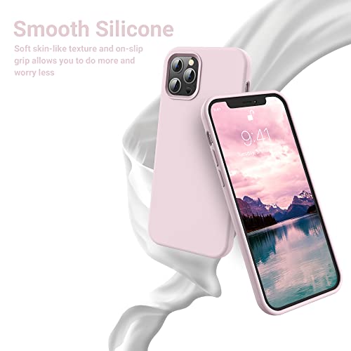 OTOFLY Funda compatible con iPhone 12 Pro Max de 6.7 pulgadas (2020), [Serie sedosa y suave al tacto] Funda protectora de goma de silicona líquida suave de alta calidad (rosa hielo)