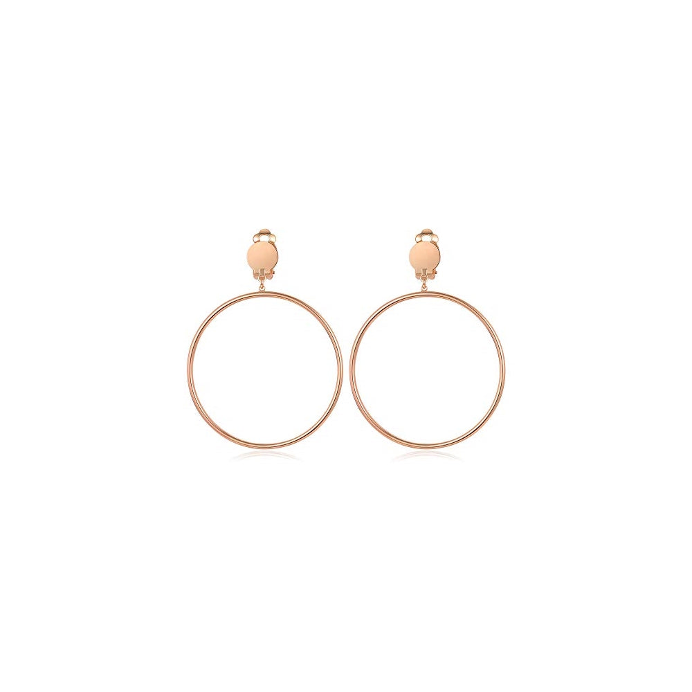 Aretes minimalistas de aro grande con clip para mujeres