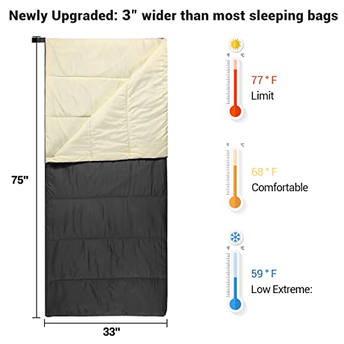 Ohuhu - Saco de dormir compacto, para 3 estaciones, para clima cálido, ligero, portátil, saco de dormir para adultos y niños, con bolsa de transporte para camping, senderismo, mochila y al aire libre 59 ℉-77 ℉