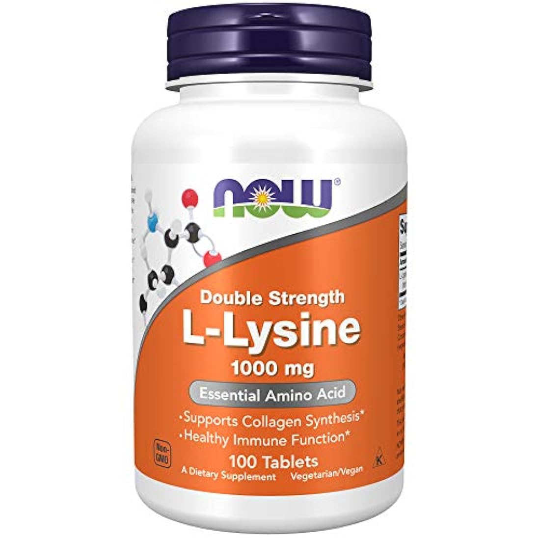 Now Foods Suplementos, L-Lisina (Lisine Hydrochloride) 1.000 mg, doble fuerza, aminoácido, 100 comprimidos