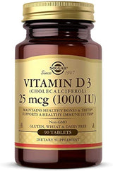 Solgar Vitamina D3 (Cholecalciferol) 25 mcg (1000 UI) tabletas – 90 unidades