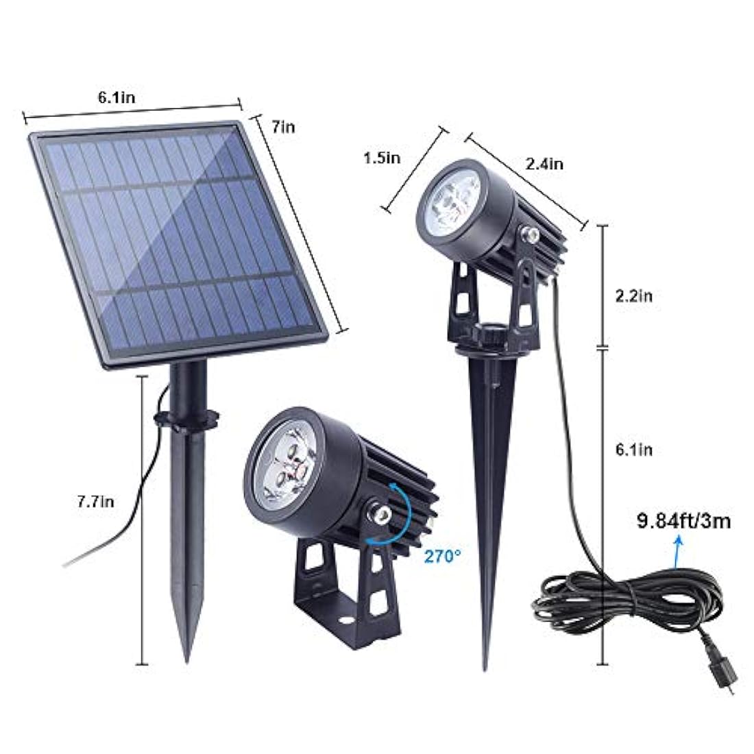 APONUO  Foco solar solar para exteriores de bajo voltaje
