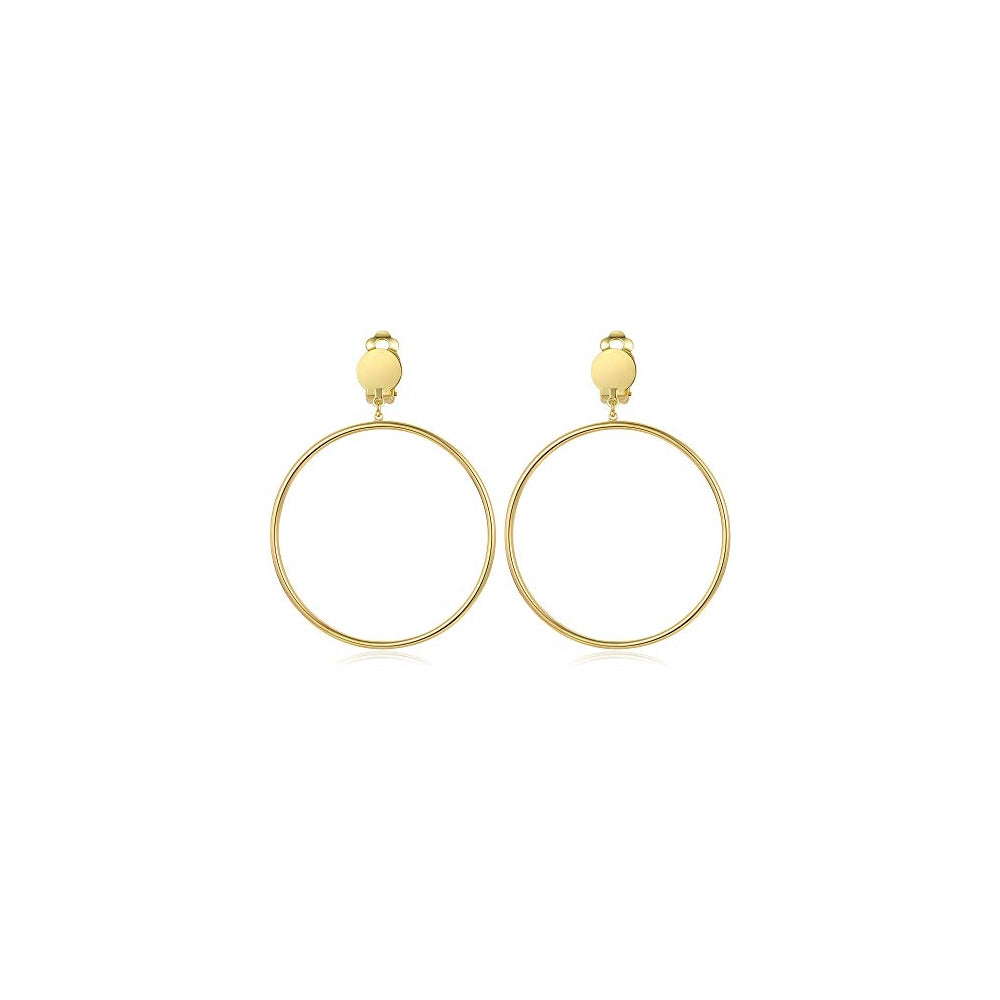 Aretes minimalistas de aro grande de 2 pulgadas con clip