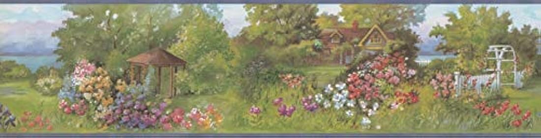 cenefa de papel pintado, diseño de ladrillo, casa de jardín