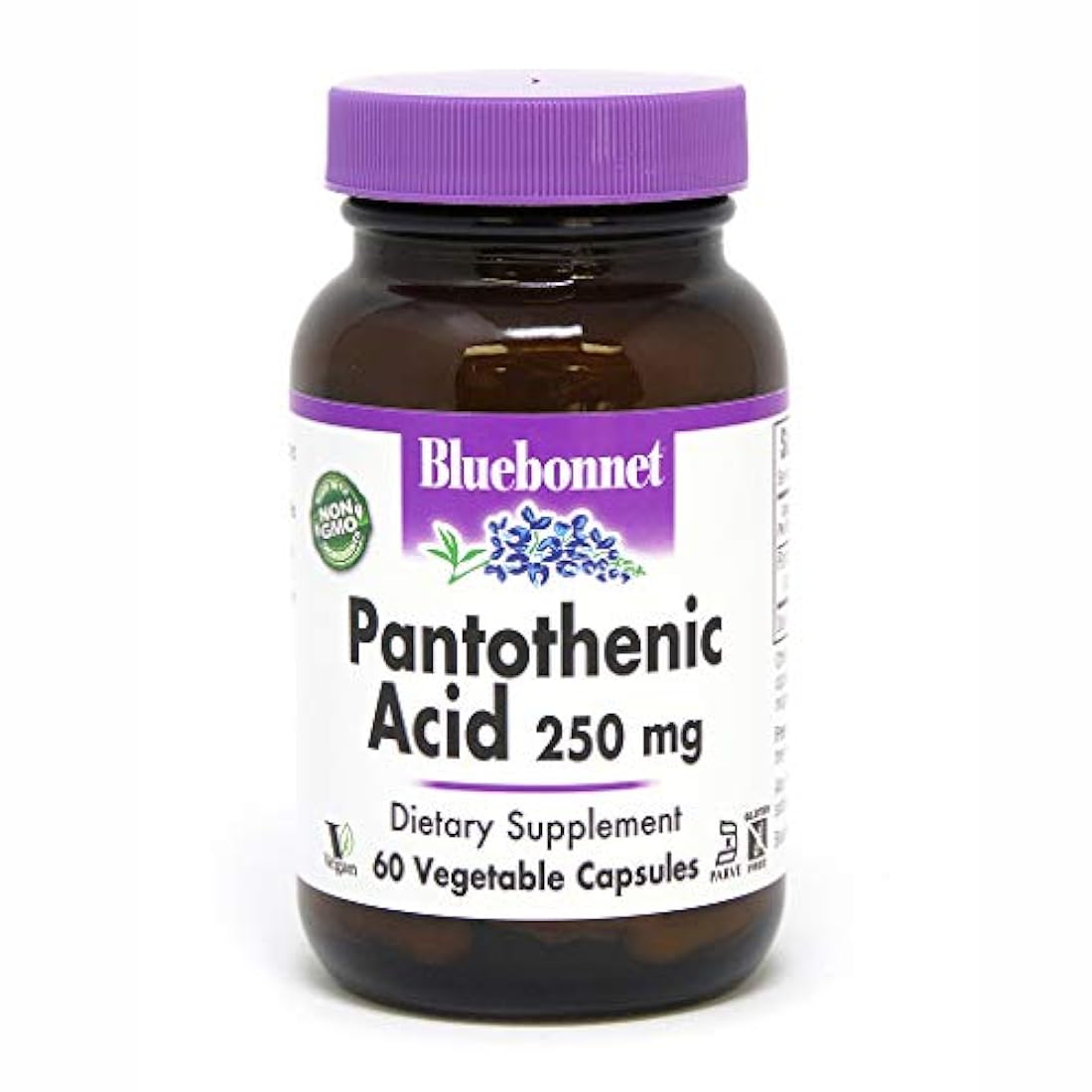 Bluebonnet ácido pantoténico 250 mg cápsulas vegetales, 60 unidades