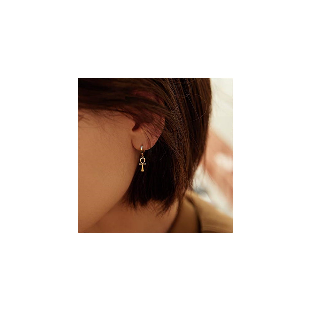 Aretes contra el mal de ojo de aro  chapados en oro