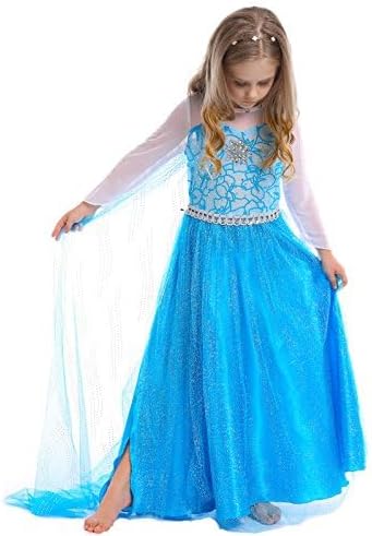 Vestido Elsa Larga Manga Princesa con Accesorios Halloween