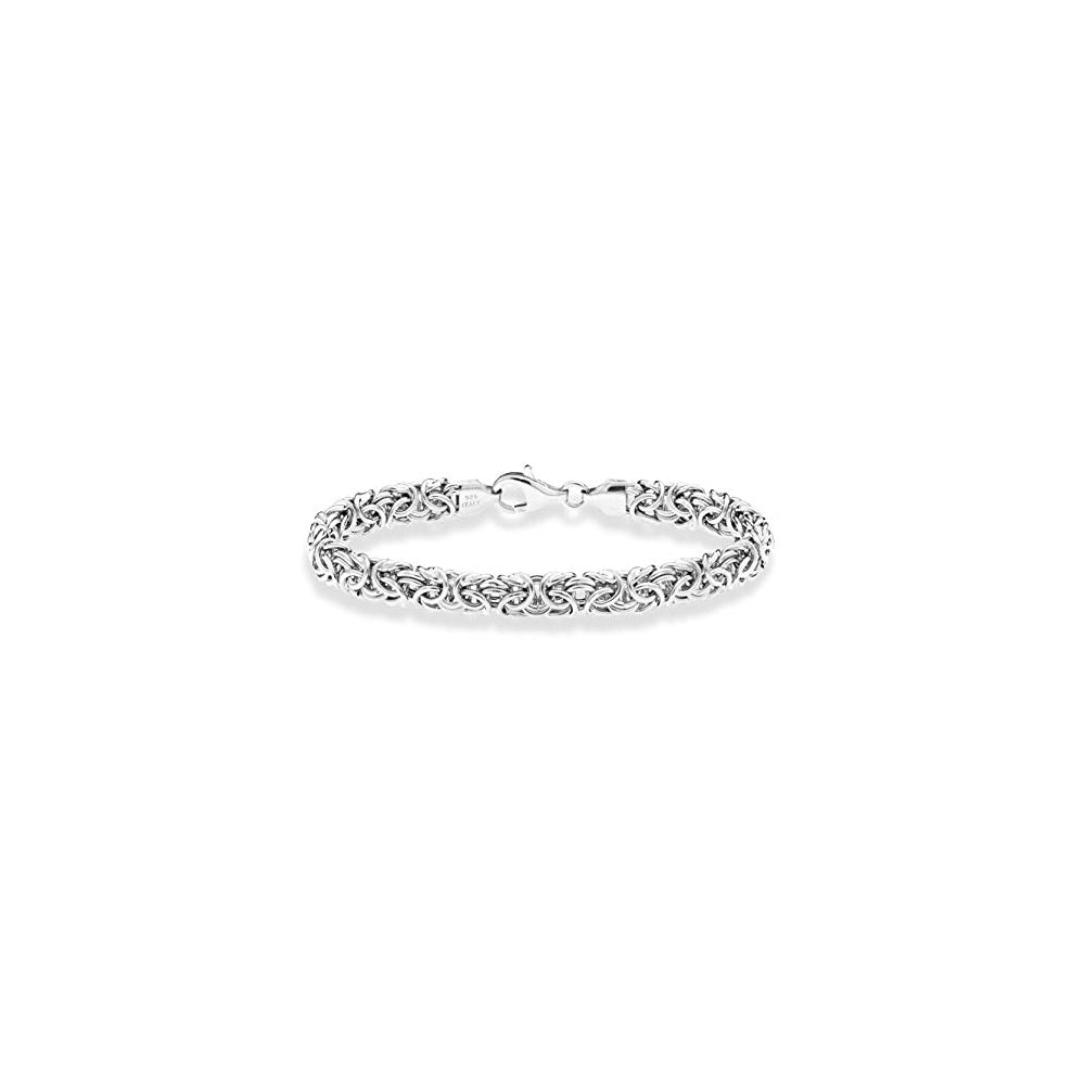 Pulseras y tobilleras bizantina italiana de plata fina