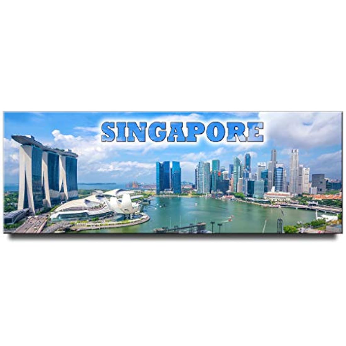 Imán panorámico de Singapur para nevera Marina Bay
