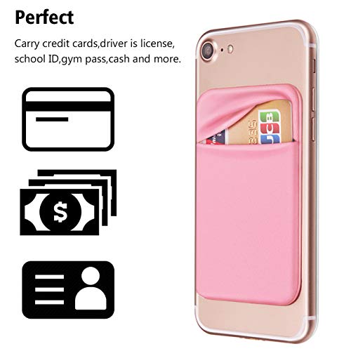 OBVIS Bolsillo para teléfono celular, tarjetero autoadhesivo con adhesivo 3M RFID, tarjetero para tarjeta de crédito ATM, para iPhone Android, 2 unidades, color rosa