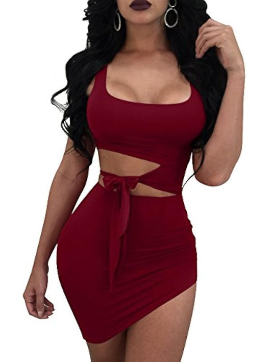 GOBLES Vestido sin mangas para mujer Sexy Bodycon recortados