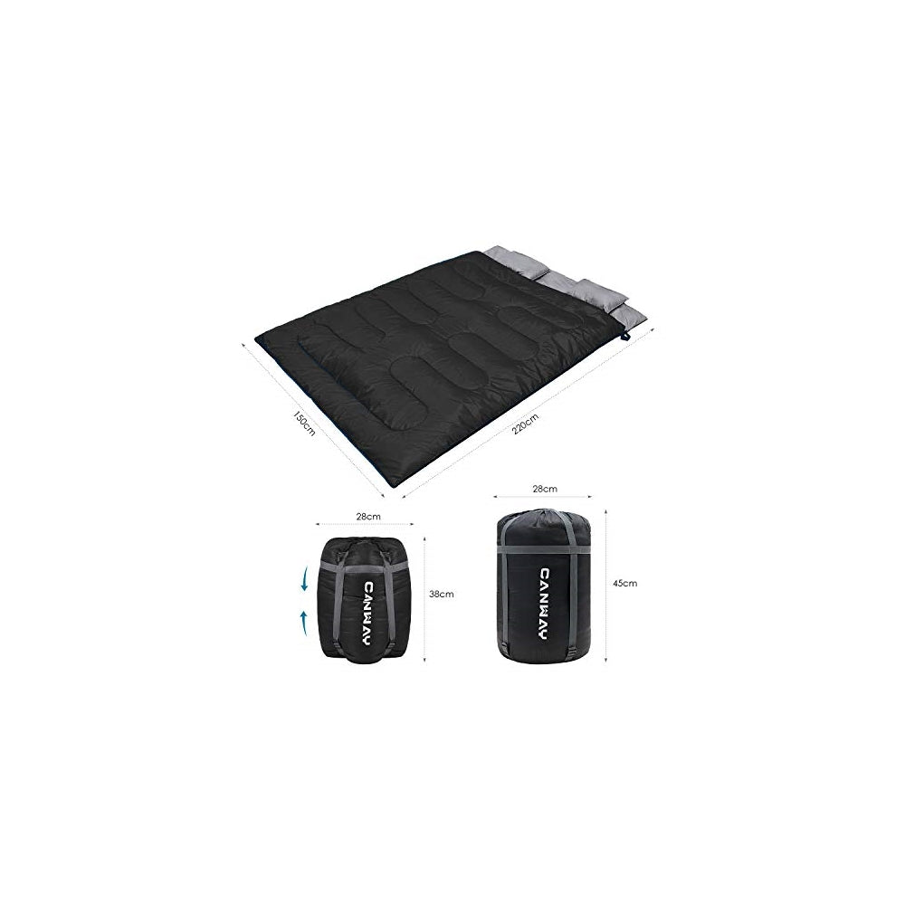 Saco de Dormir Doble Ligero Impermeable con 2 Almohadas