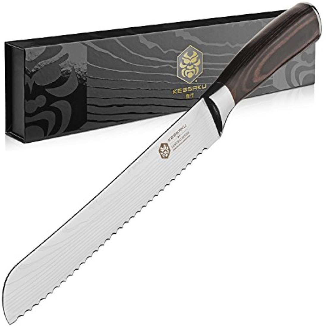 kessaku - cuchillo de pan grabado acero de alto carbono