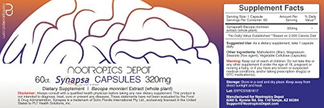 synapsa Bacopa monnieri Cápsulas de 320 mg Extracto