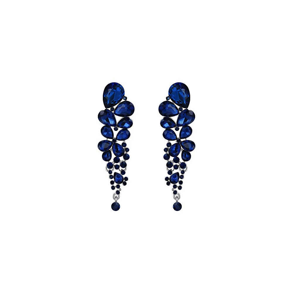 Aretes colgantes de clip para mujer de cristales austríacos