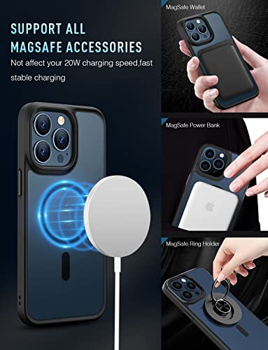 MGNAOOI - Funda magnética para iPhone 12 Pro Max, anticaídas de calidad militar comprobada, compatible con MagSafe, parte trasera translúcida mate con teclas de aleación de aluminio, antihuellas, antiarañazos, 6.7&nbsp;pulgadas, color negro