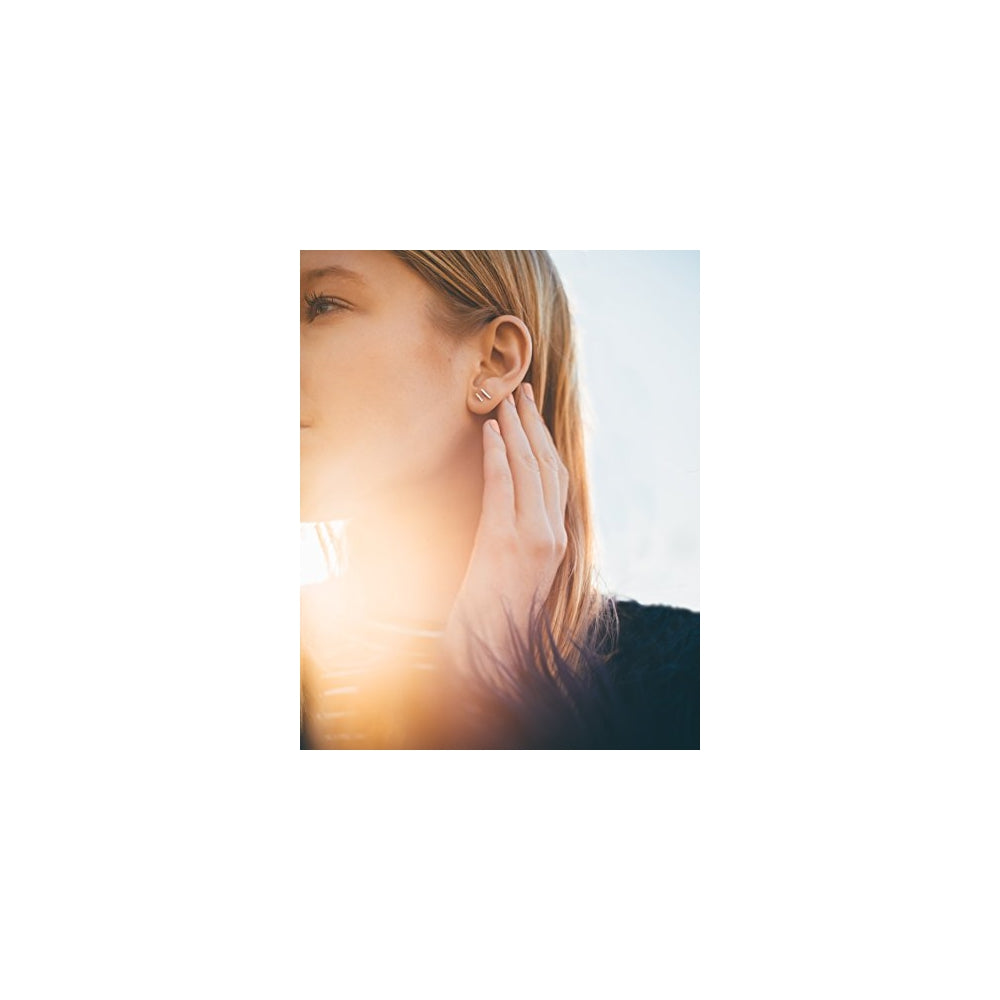 Aretes de plata chapados en oro de 14 quilates para mujer