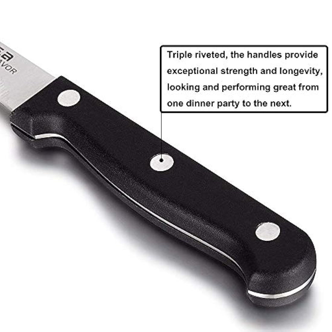 G.a HOMEFAVOR - Cuchillo para carne, acero inoxidable,negro