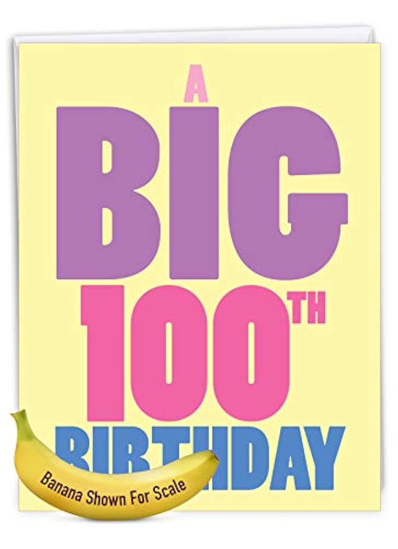 NobleWorks - Large Happy Birthday Greeting Card (8.5 x 11 Inch) - Group Congratulations, Big Milestone Celebration - Big 100 J9073MBG