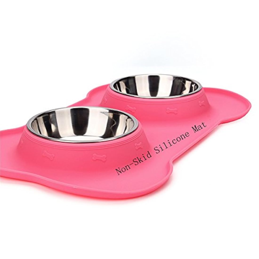 Hubulk - 2 tazones de acero inoxidable para perro, con alfombrilla de silicona antideslizante y cuchara de comida para mascotas, platos para alimentar a perros pequeños, medianos, grandes, gatos, cachorros