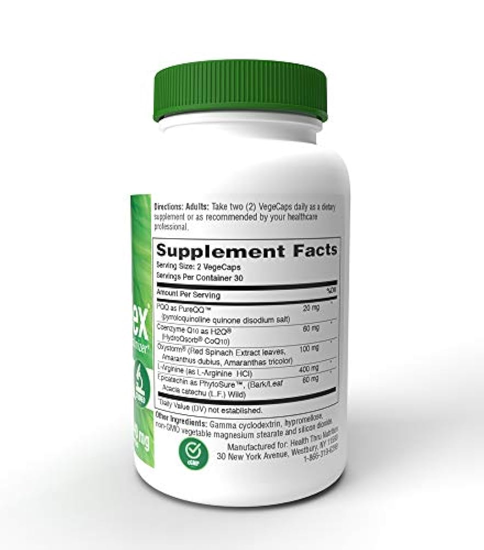 cellurex 60 vegecapsules por Thru de salud nutrición con alta absoprtion CoQ10, PQQ, epicatechin, rojo Extracto de espinacas y L-Arginina.