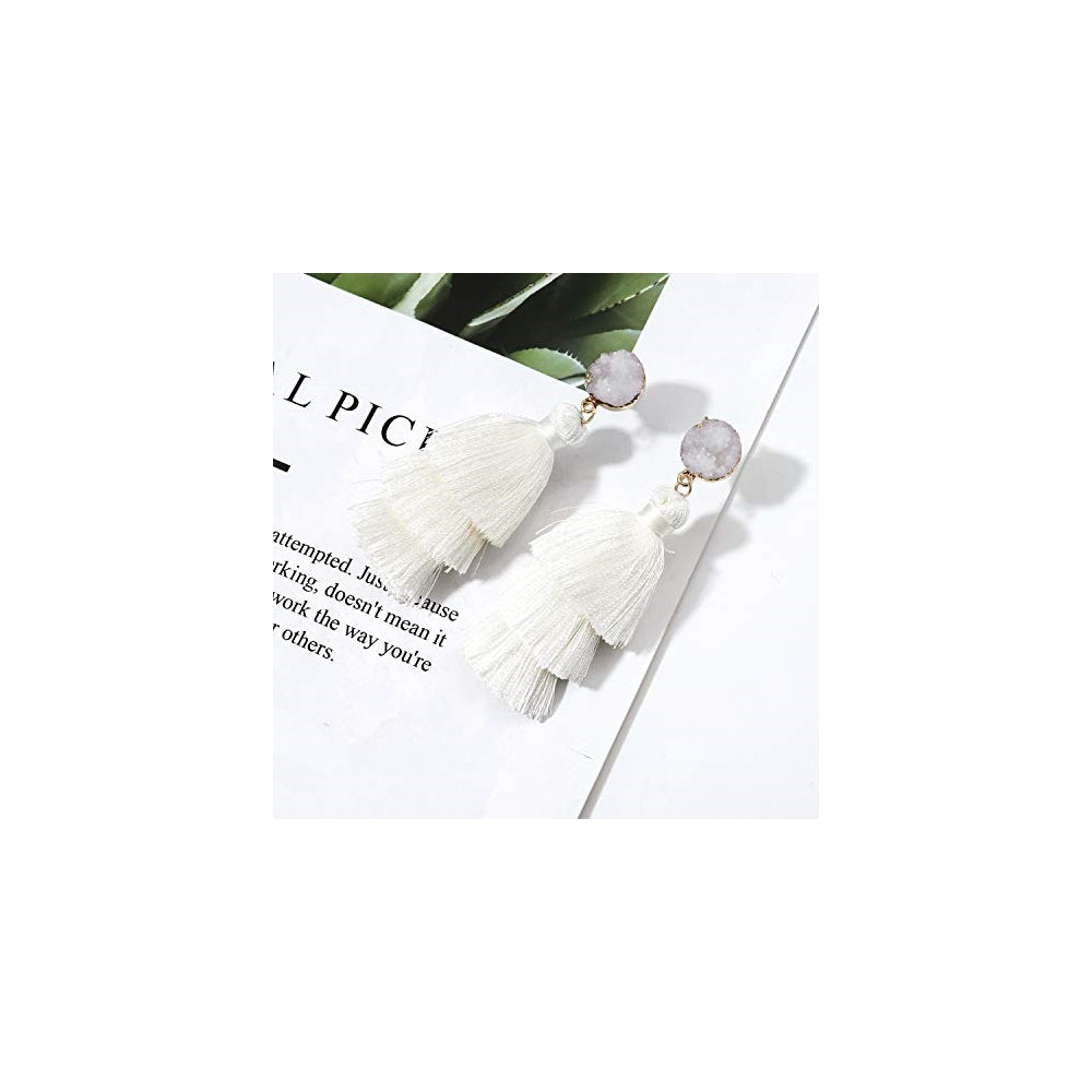 Aretes en capas de borla coloridos para mujer
