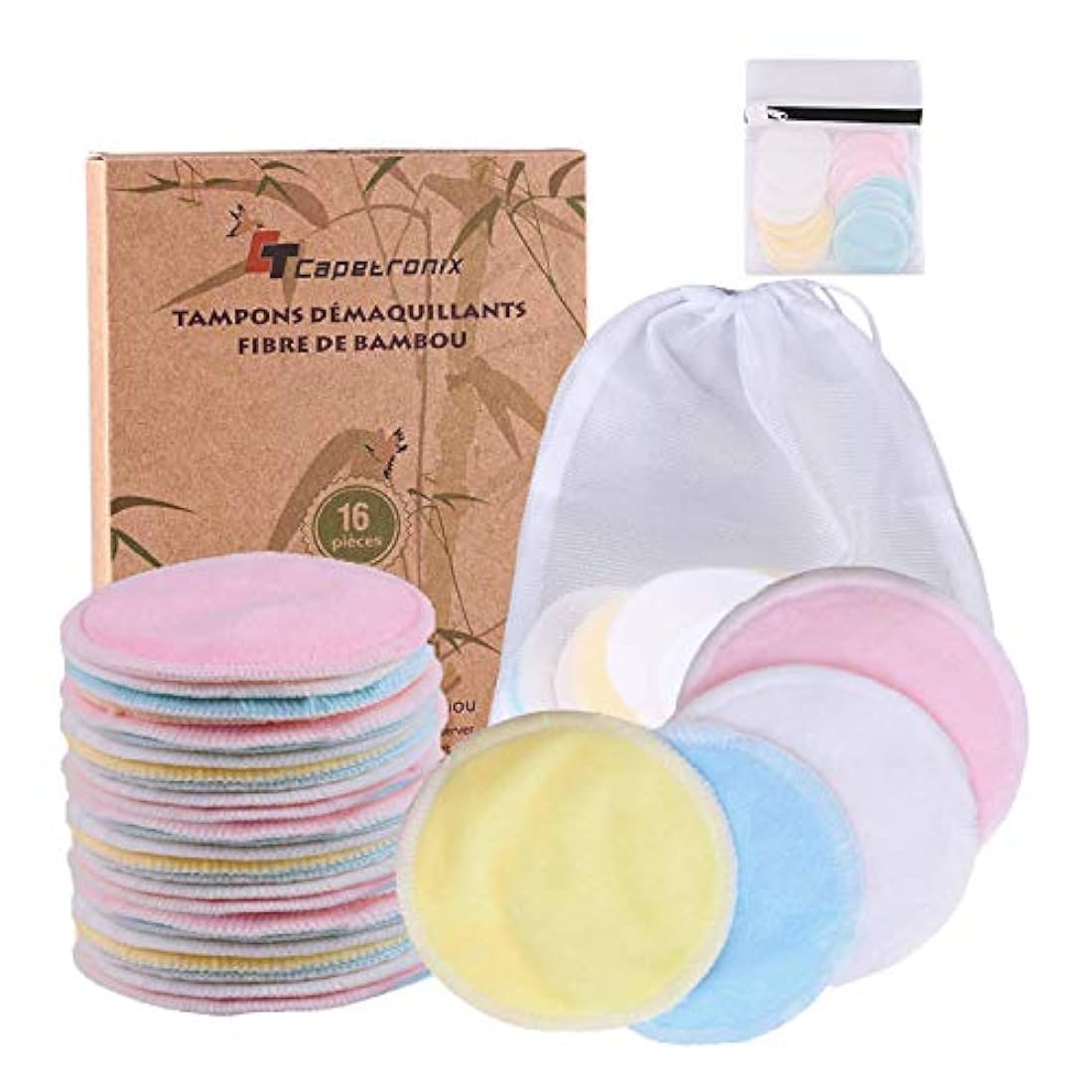 Almohadillas de maquillaje reutilizables,  16 unidades