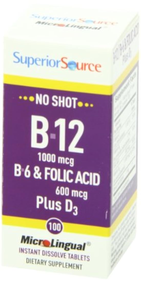 Superior Source No Shot B6/B12/ácido fólico Plus D multivitaminas, 100 unidades