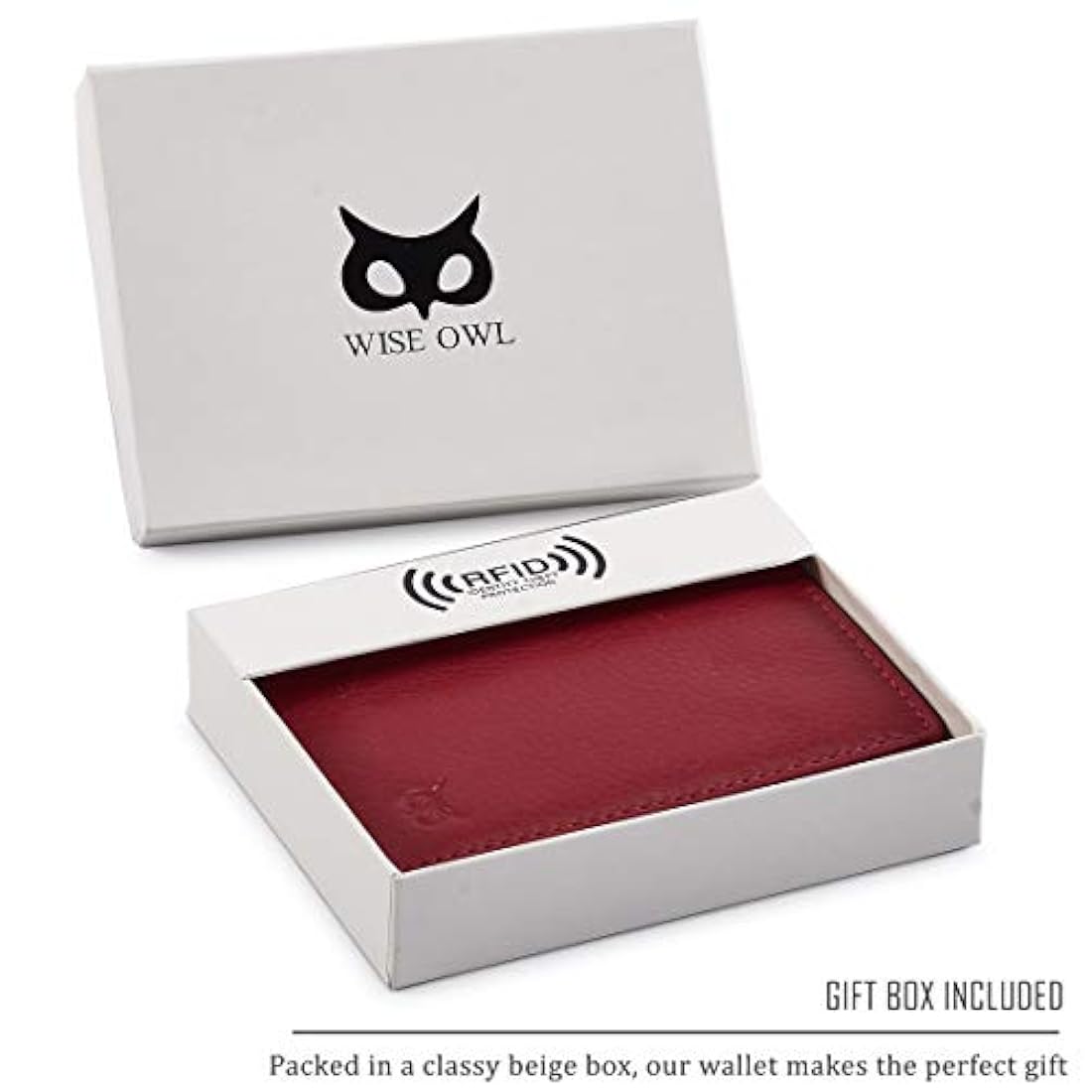 WISE OWL - Cartera de piel para hombre con identificación
