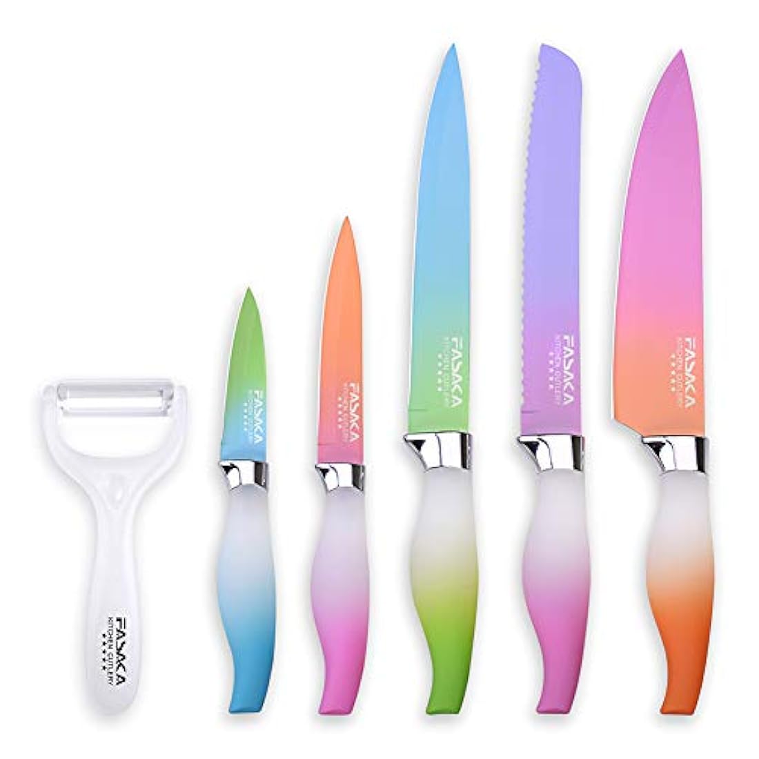Set 6 Ronda de cuchillo de acero inoxidable con mango de PP