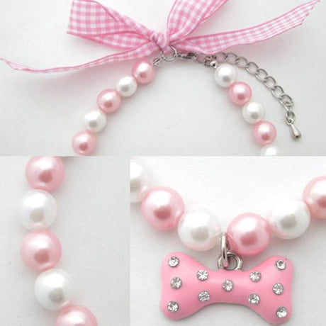 Collar de perlas de diamantes de imitación para perros