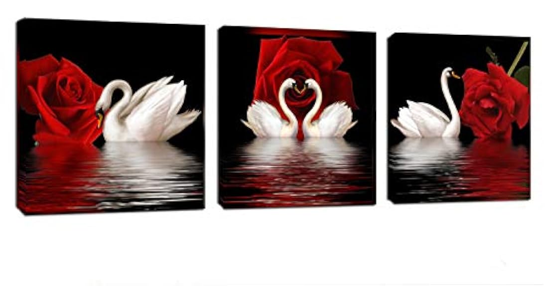 Amoy Art – Cisnes y rosas, modernas reproducciones en lona