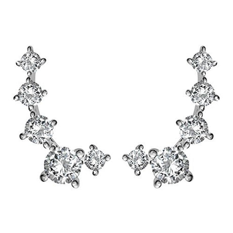 Pendientes de manguito chapado en oro blanco de 14 quilates
