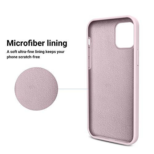 OTOFLY Funda compatible con iPhone 12 Pro Max de 6.7 pulgadas (2020), [Serie sedosa y suave al tacto] Funda protectora de goma de silicona líquida suave de alta calidad (rosa hielo)