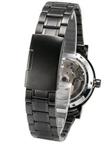 Reloj mecánico de cuerda de acero inoxidable negro