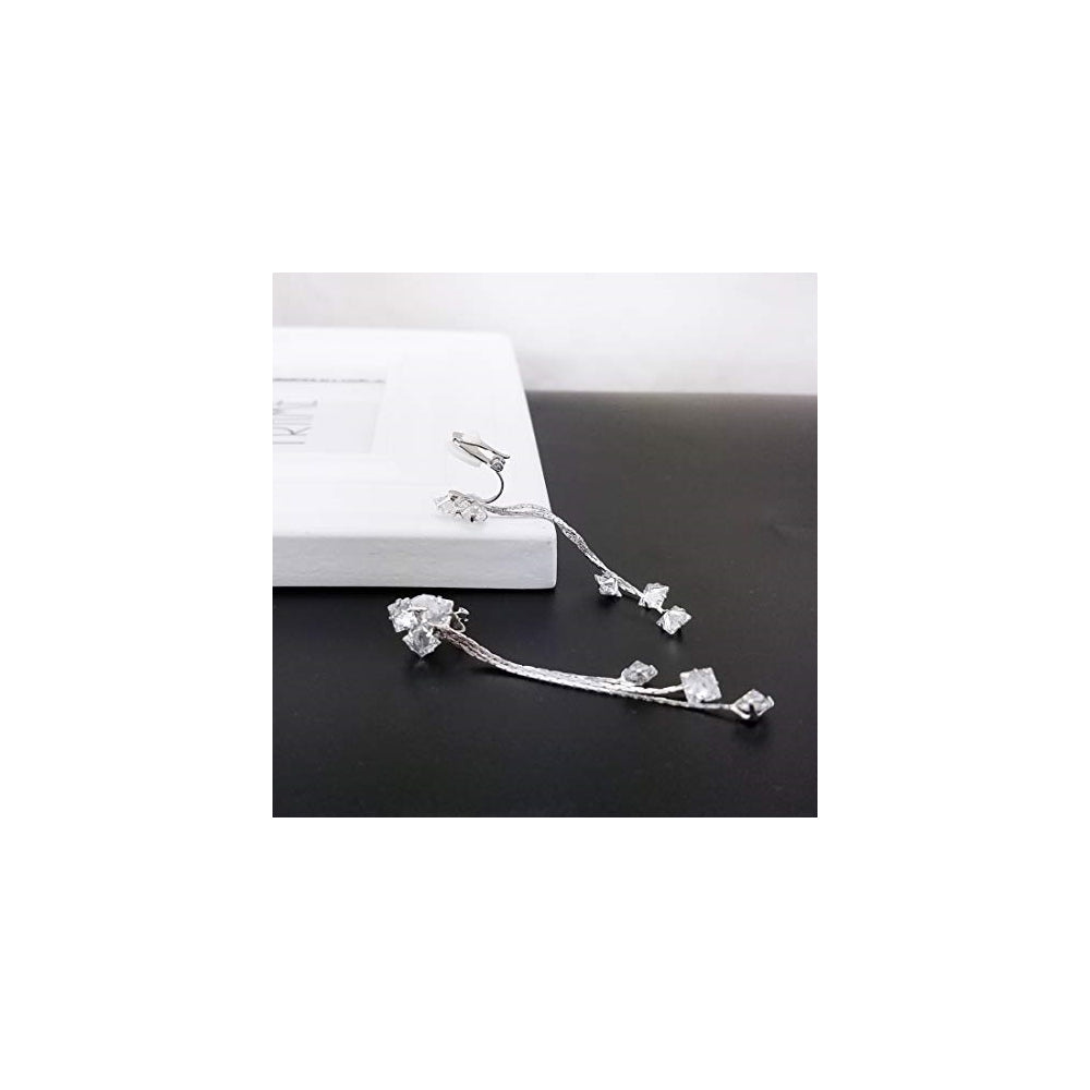 Aretes largos con circonita cúbica para mujer