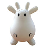 Vaca saltarina blanca con bomba de mano inflable, animal
