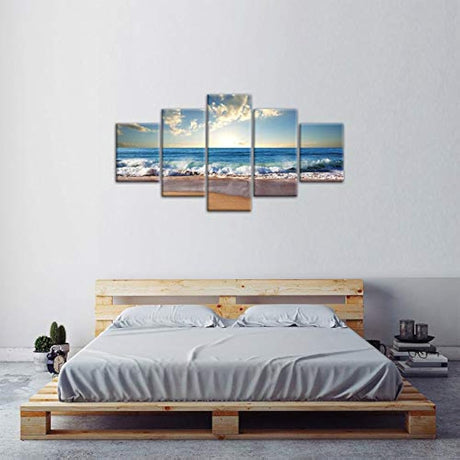 Cuadro 5 piezas con paisaje de playa y océano arte moderno