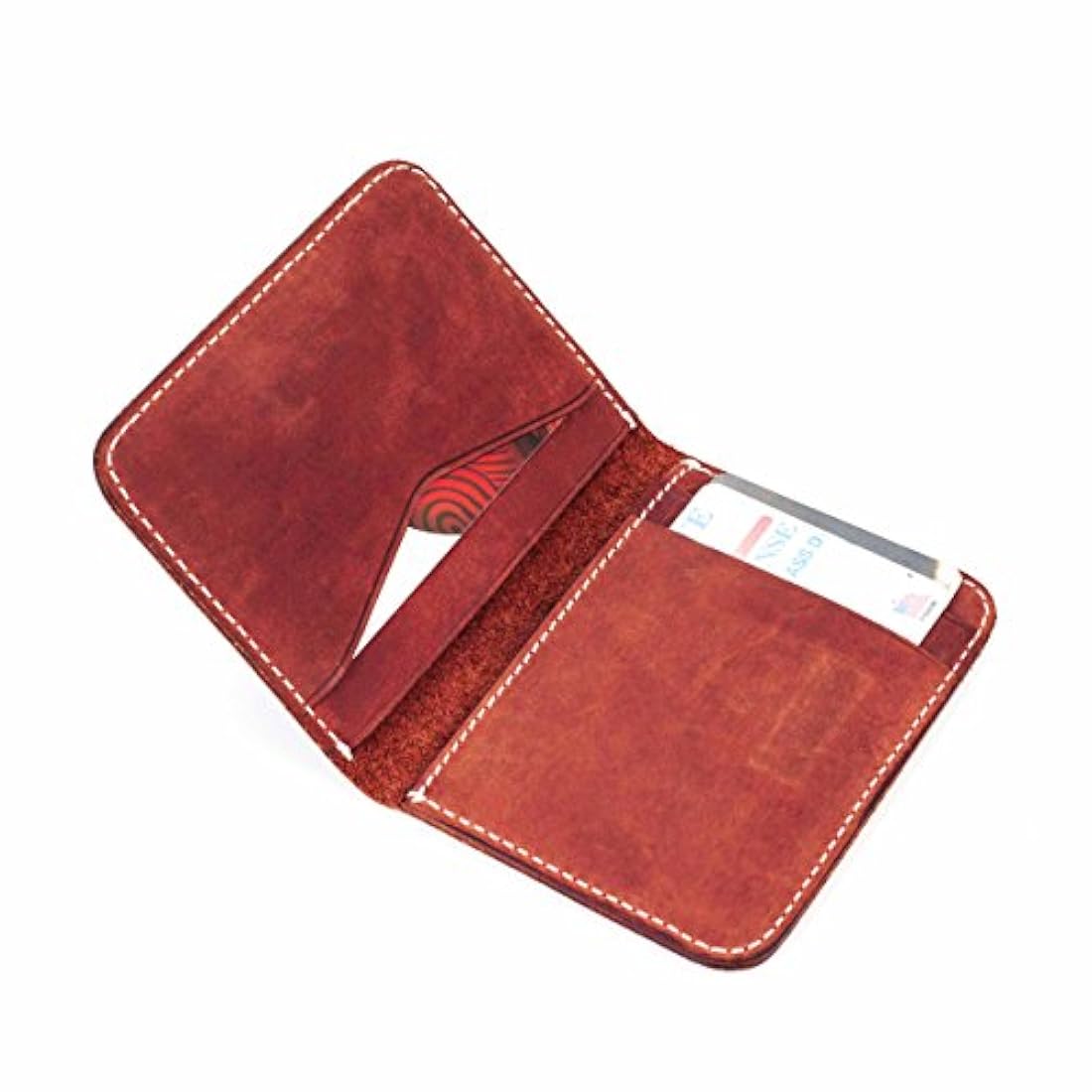Cartera de piel auténtica de grano completo bolsillo frontal