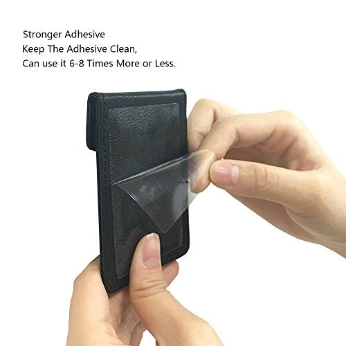 Frifun - Cartera de piel autoadhesiva para tarjetas de crédito, Negro