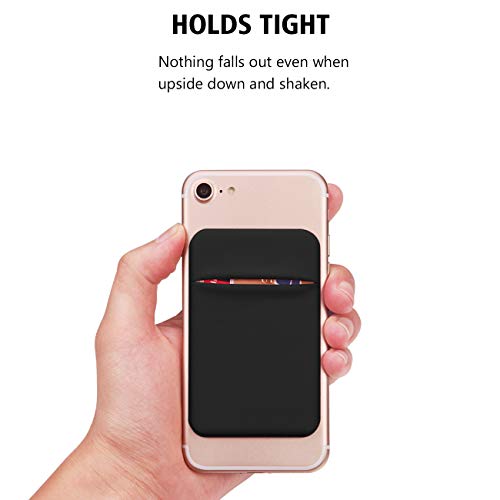 OBVIS Bolsillo para teléfono celular, tarjetero autoadhesivo con adhesivo 3M RFID, tarjetero para tarjeta de crédito ATM, para iPhone Android, 2 unidades, color negro