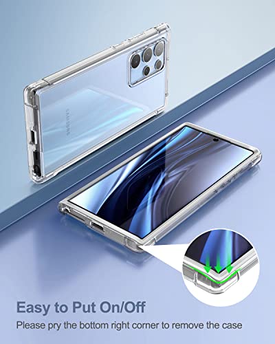 SURITCH Compatible con Galaxy S22 Ultra Clear Case 5G, [Protector de pantalla integrado] Protección de cuerpo completo Carcasa dura + TPU suave parachoques a prueba de golpes Funda resistente para Samsung Galaxy S22 Ultra 6.8 pulgadas (transparente)