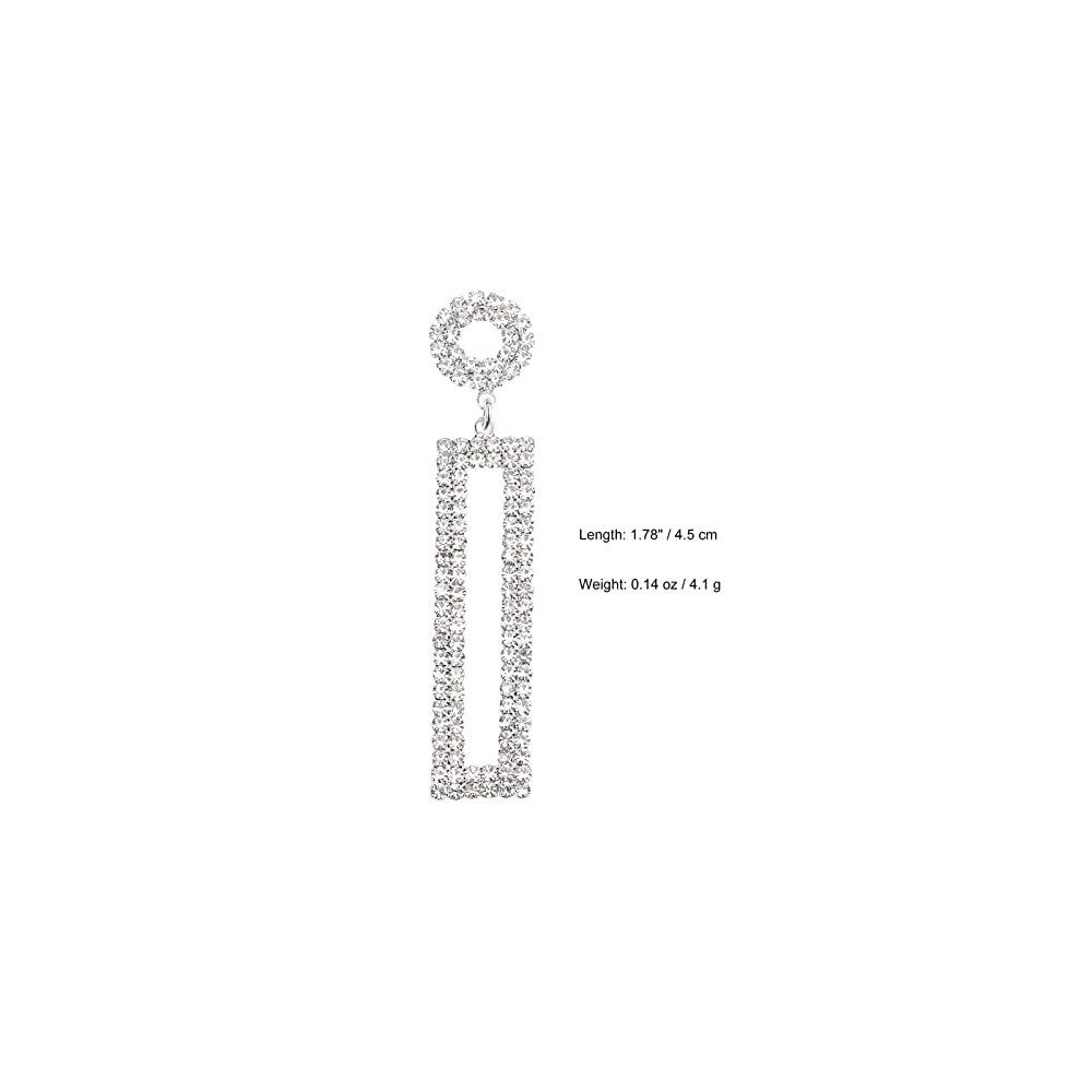 Aretes largos con diamantes de imitación rectangulares