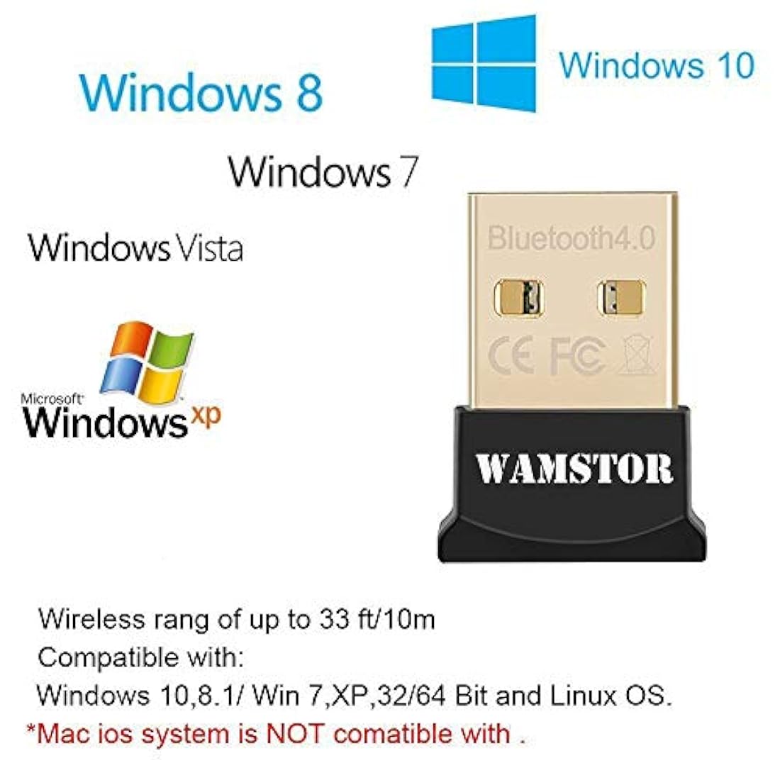 Adaptador Bluetooth Warmstor, CSR 4.0 Dongle USB Warmstor